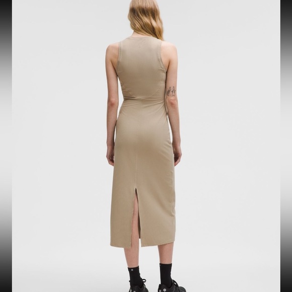 Lululemon All Aligned Ribbed Midi Dress, 10, Sheer Oak - Picture 7 of 8